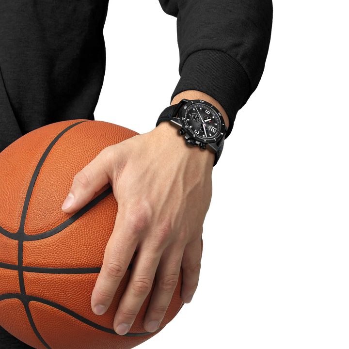 Simulation of the watch Tissot Supersport NBA Special Edition 45.5mm on a wrist, reference T125.617.37.067.00
