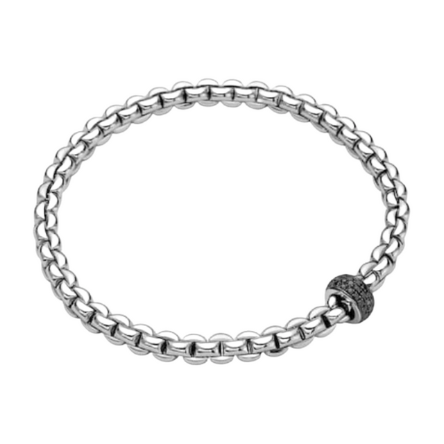 FOPE Eka Black Diamond Flex’it Bracelet in 18K White Gold
