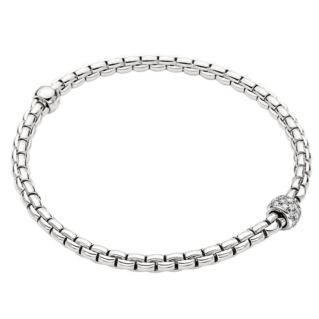 FOPE Eka Diamond Pavé Flex’it Bracelet in 18K White Gold