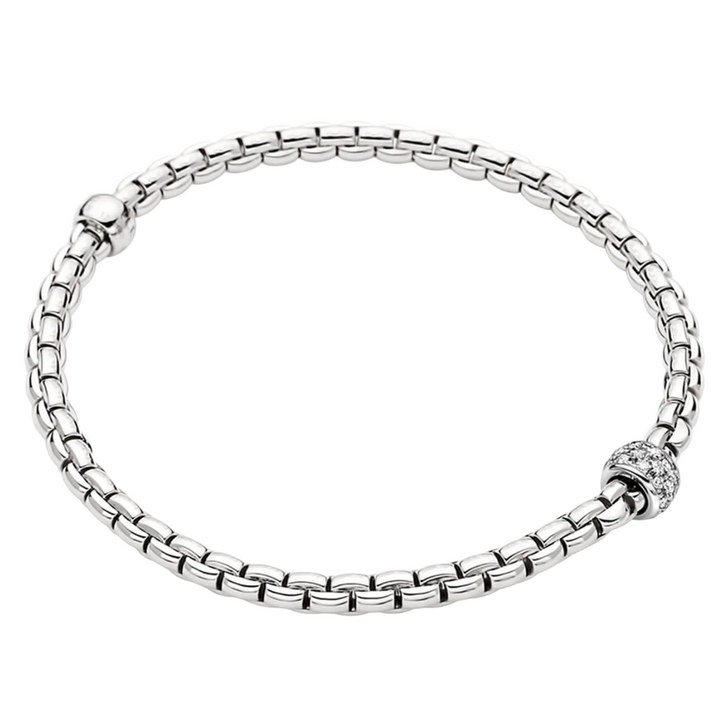 FOPE Eka Diamond Pavé Flex’it Bracelet in 18K White Gold — product view