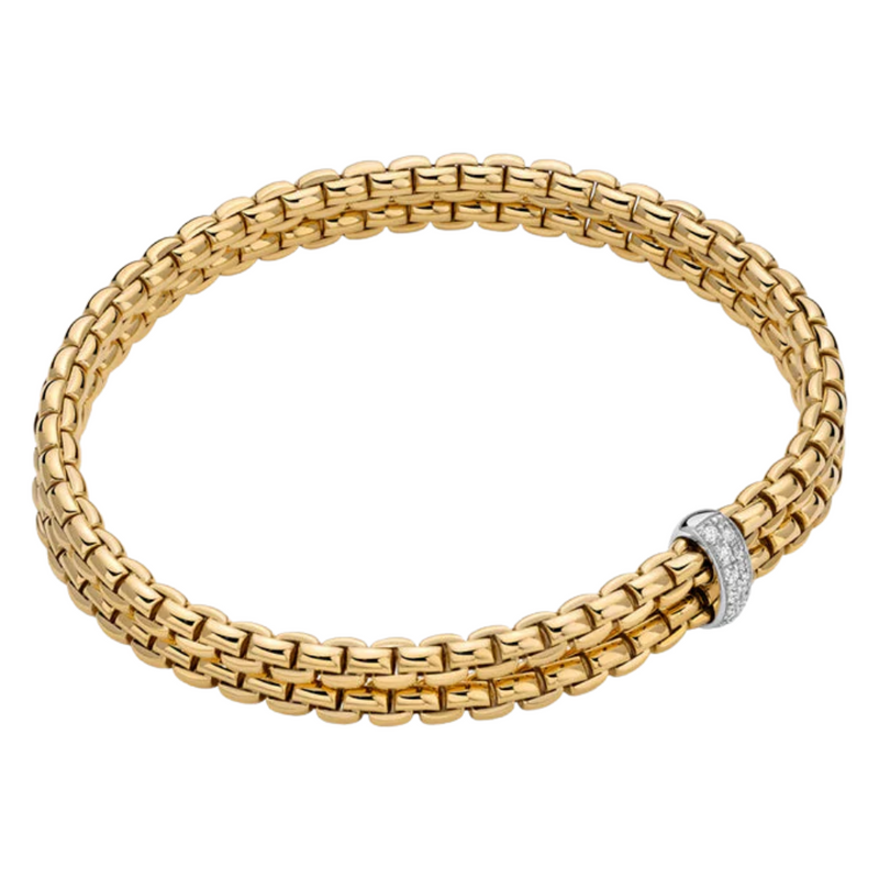 FOPE 18K Yellow Gold Essentials Diamond 2 Row Bracelet 75501BX_BB_G_XBX_00M