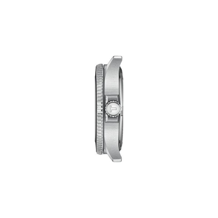Profile view of the watch case Tissot Seastar 1000 GMT 40mm, reference T120.852.17.051.00