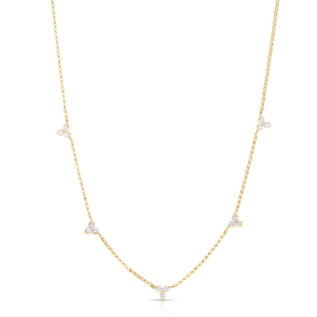Roberto Coin 18K Yellow Gold 0.48 TCW Diamonds By The Inch Five Station Flower Necklace 7773261AY17X