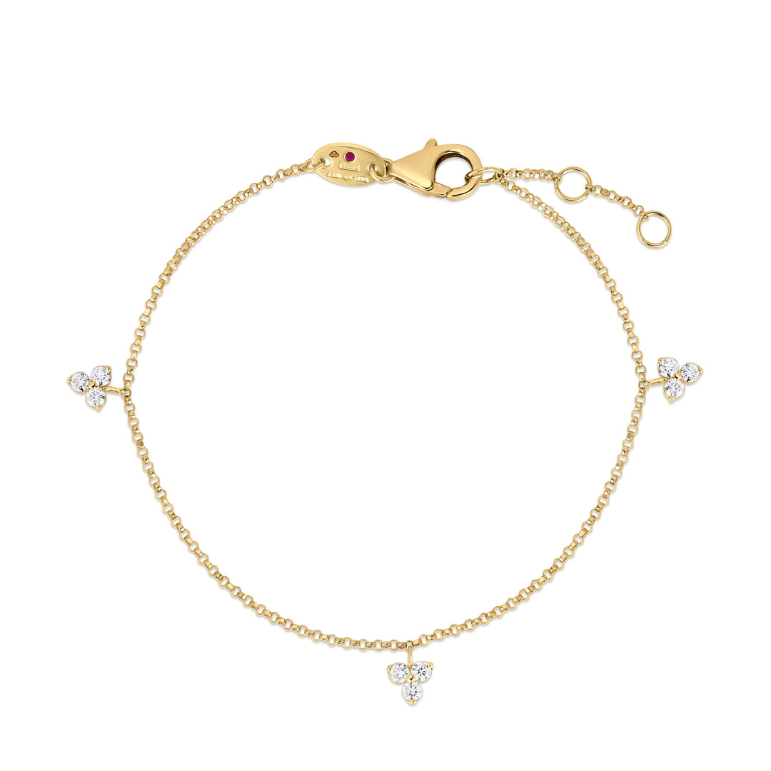 Roberto Coin 18K Yellow Gold Love By The Inch Dangling Three Station 0.27 TCW Diamond Bracelet 7773313AYLBX