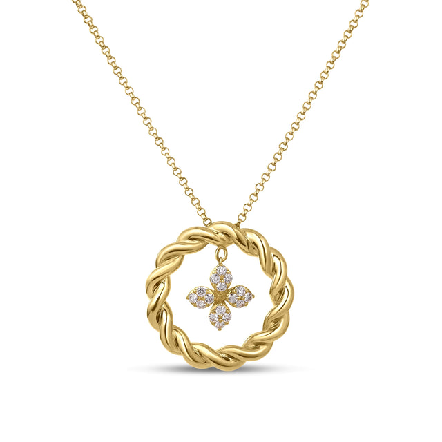 Roberto Coin Love in Verona Twist Diamond Necklace in 18K Yellow Gold
