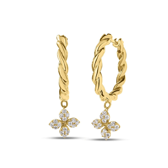 Roberto Coin Love in Verona Twist Diamond Hoop Earrings in 18K Yellow Gold