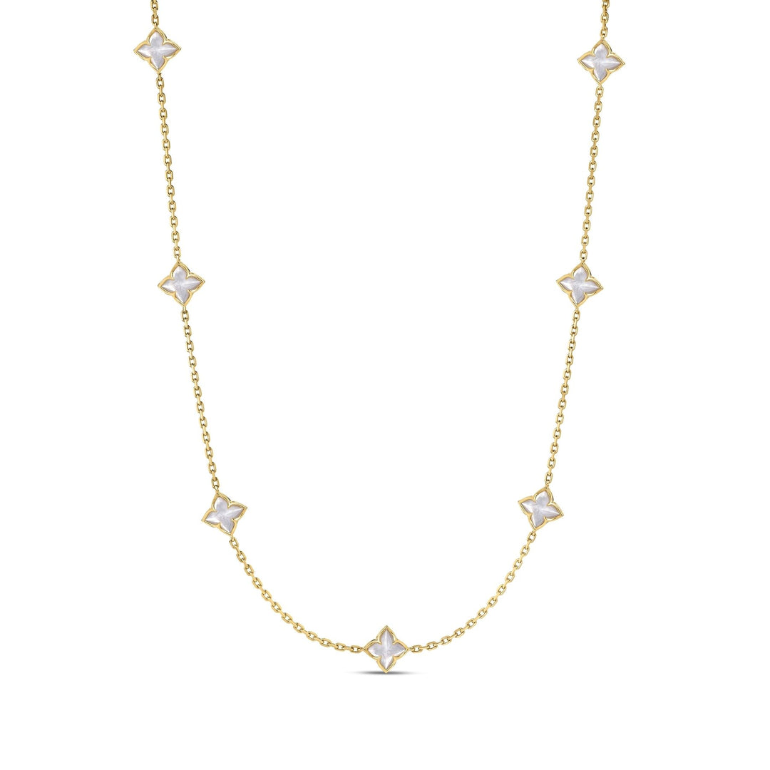 Roberto Coin 18K Yellow Gold Venetian Princess Carnival Mother of Pearl Flower Station Necklace 7773881AY18M