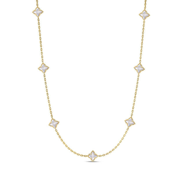 Roberto Coin Venetian Princess Carnival Mother-of-Pearl Flower Station Necklace in 18K Yellow Gold