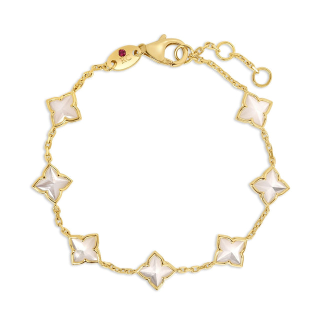 Roberto Coin Venetian Princess Carnival Mother-of-Pearl Flower Station Bracelet in 18K Yellow Gold