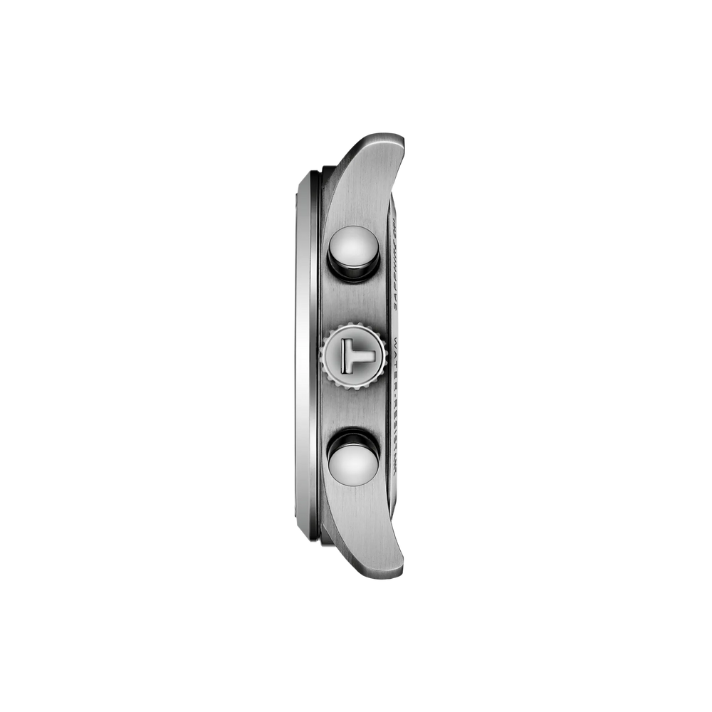 Profile view of the watch case Tissot Chrono L 42mm, reference T116.417.16.042.00