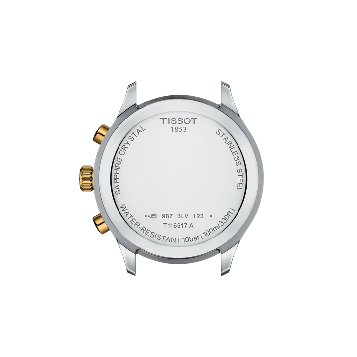 Back view of the watch case Tissot Chrono XL Classic, reference T116.617.22.041.00