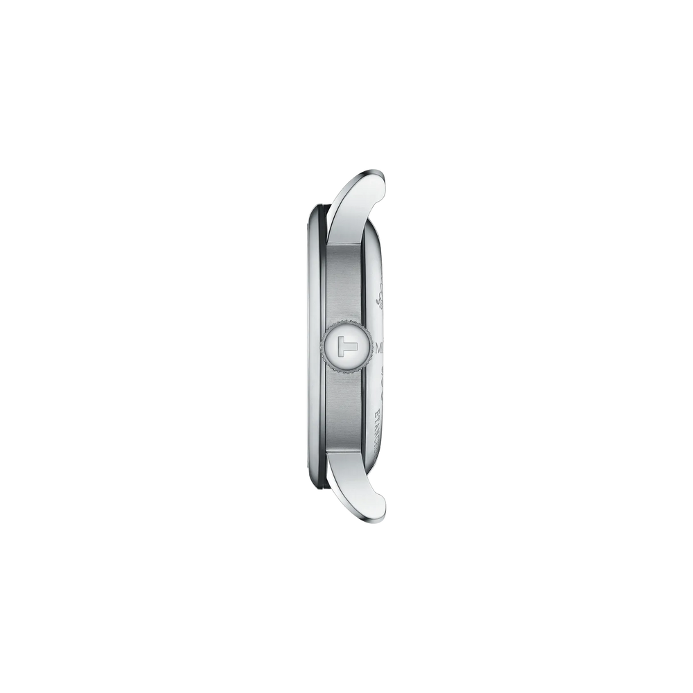 Profile view of the watch case Tissot Le Locle Open Heart 39.3mm, reference T006.407.16.033.01