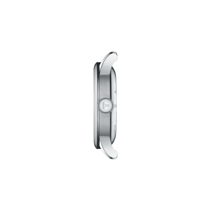 Profile view of the watch case Tissot Le Locle Open Heart 39.3mm, reference T006.407.16.033.01