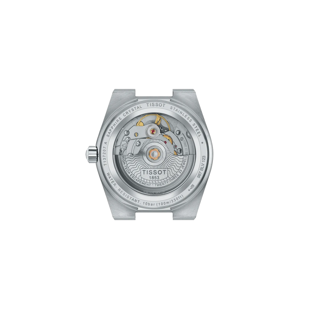 Back view of the watch case Tissot PRX 35mm, reference T137.207.11.351.00