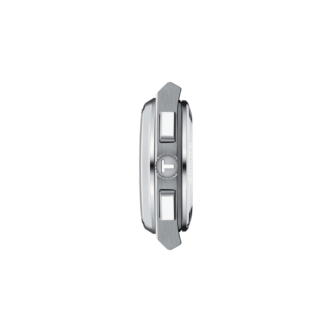 Profile view of the watch case Tissot PRX 42mm, reference T137.427.11.091.00