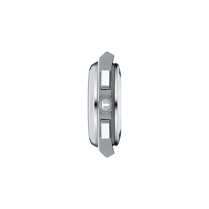 Profile view of the watch case Tissot PRX 42mm, reference T137.427.11.091.00