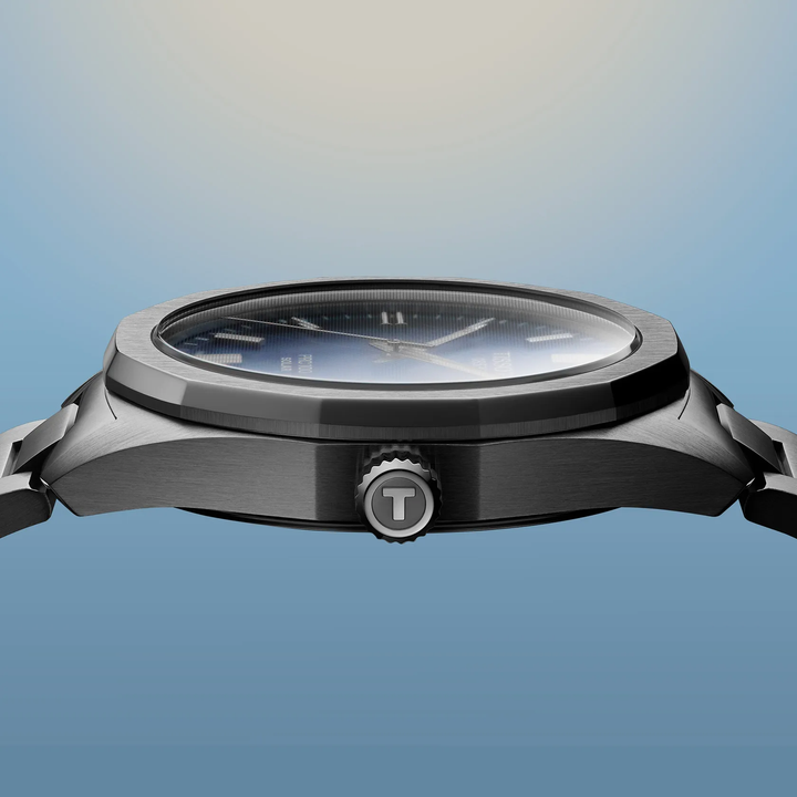 Tissot PRC 100 Solar 39mm watch on a colored background, reference T151.422.11.041.00