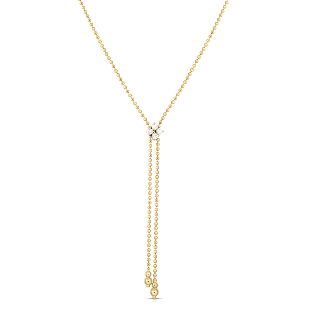 Roberto Coin 18K Yellow Gold Love in Verona 0.30 TCW Diamond Flower Zipper Lariat Necklace 8883146AY23X