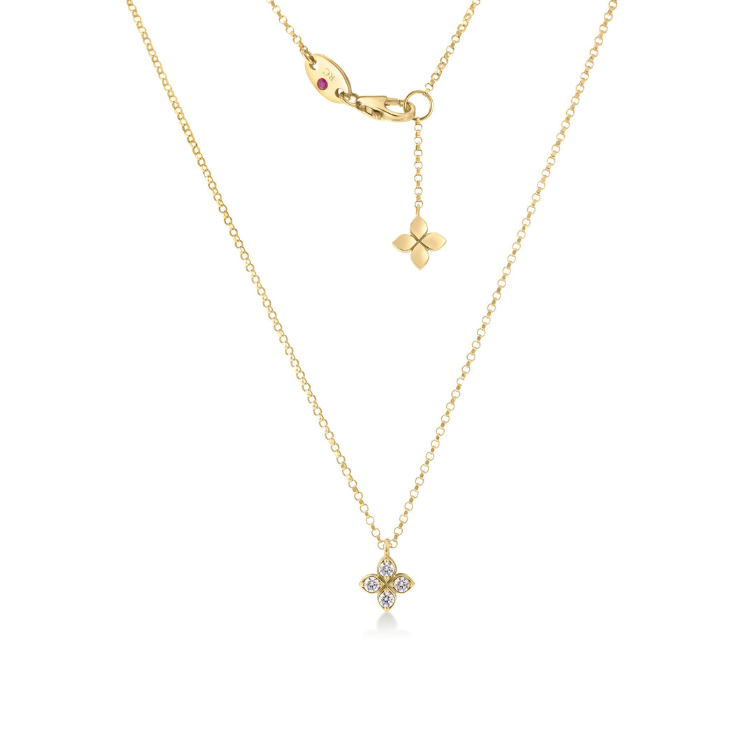 Roberto Coin 18K Yellow Gold Love By The Inch 0.09 TCW Diamond Flower Necklace 8883702AY17X