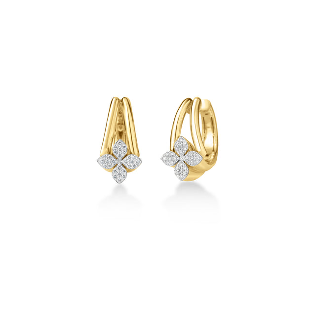Roberto Coin Love in Verona Diamond Double Hoop Earrings in 18K Yellow & White Gold