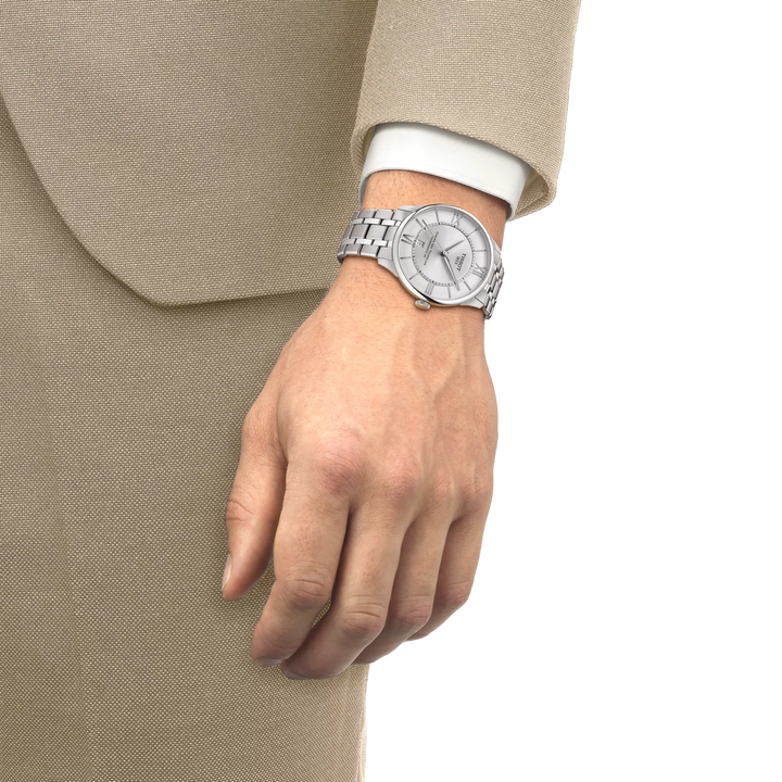 Simulation of the watch Tissot Chemin Des Tourelles 42mm on a wrist, reference T139.407.11.038.00