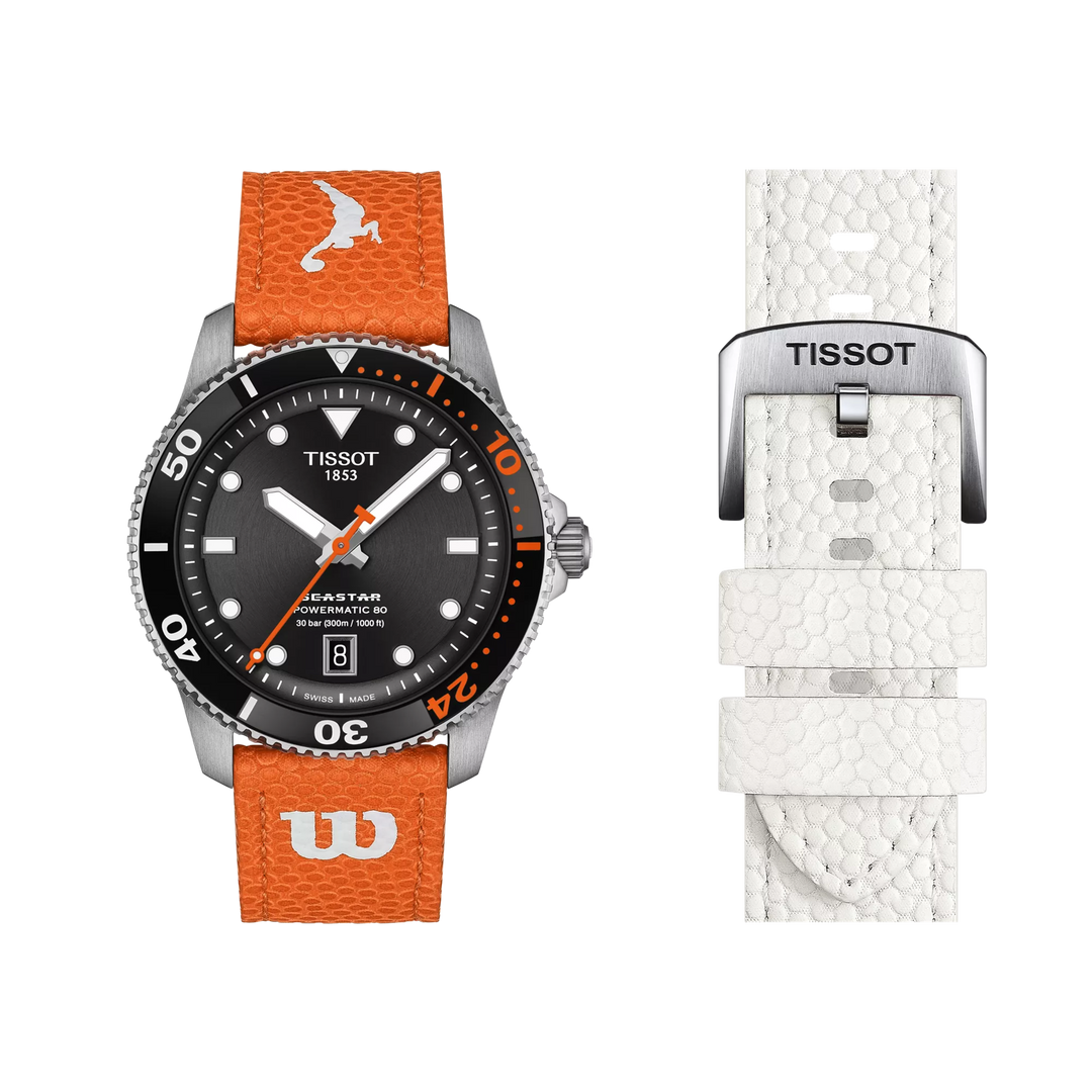 Front view of the watch Tissot Seastar Wilson WNBA 40mm with additional bracelet, reference T120.807.17.051.00