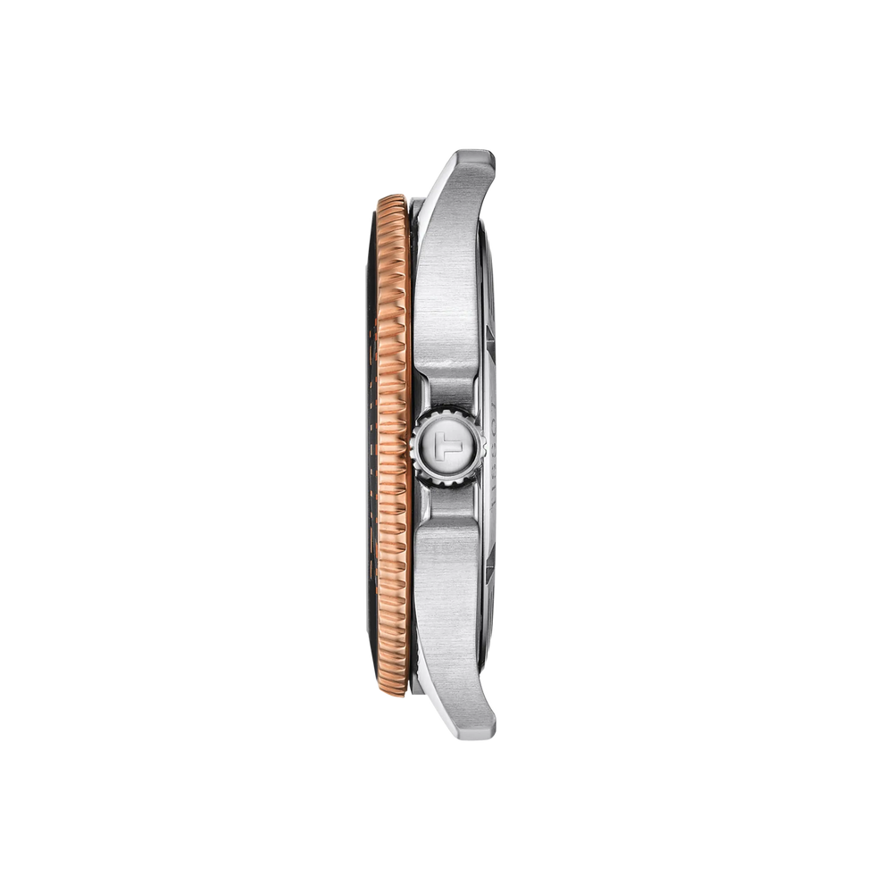 Profile view of the watch case Tissot Seastar 1000 40mm, reference T120.410.22.051.01