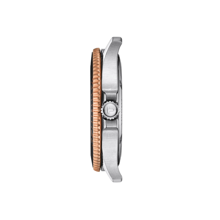 Profile view of the watch case Tissot Seastar 1000 40mm, reference T120.410.22.051.01