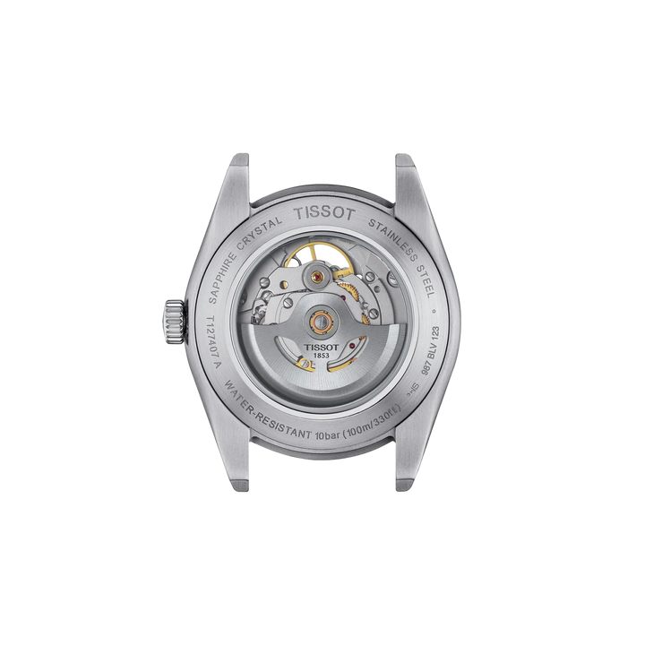 Back view of the watch case Tissot Gentleman Open Heart 40mm, reference T127.407.11.081.00