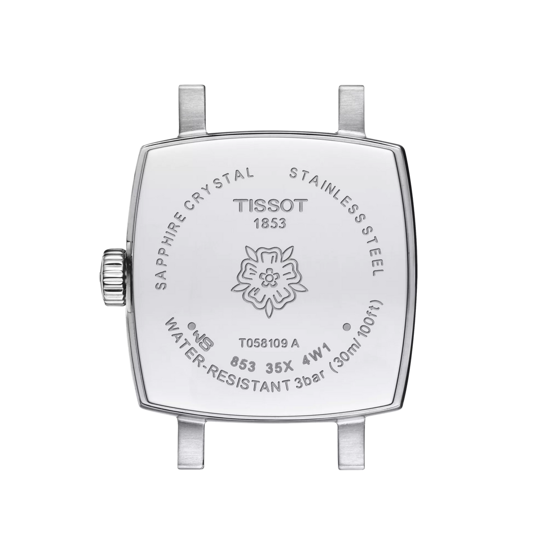 Back view of the watch case Tissot Lovely Square 20x20mm, reference T058.109.11.036.01