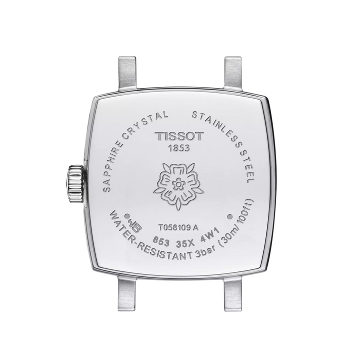 Back view of the watch case Tissot Lovely Square 20x20mm, reference T058.109.11.036.01