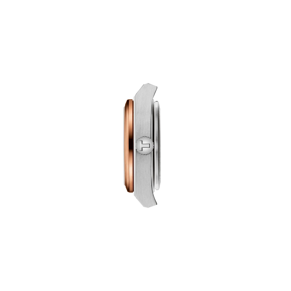 Profile view of the watch case Tissot PRX 25mm, reference T137.010.21.111.00