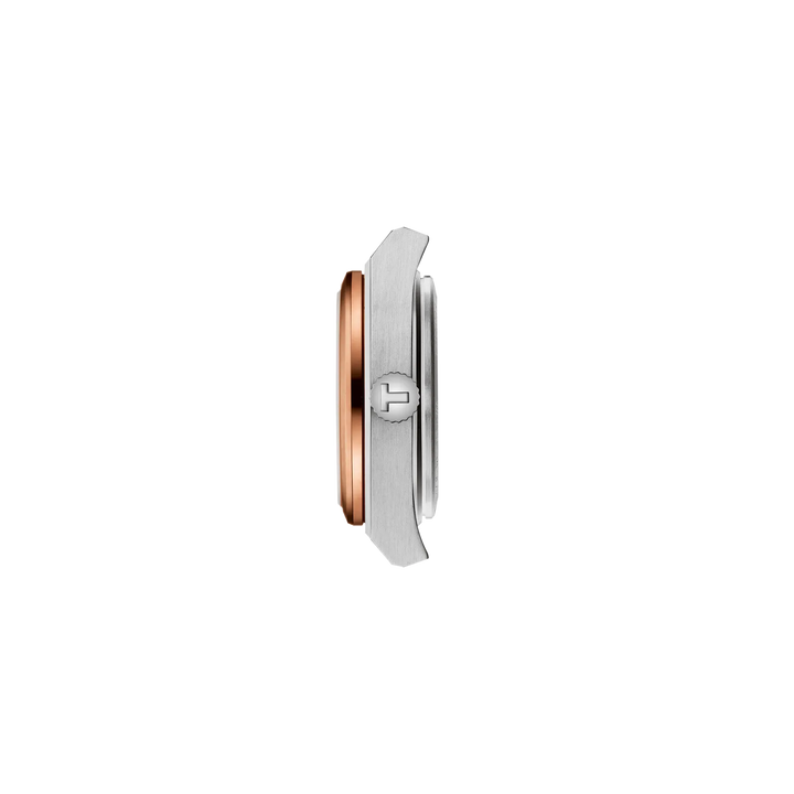 Profile view of the watch case Tissot PRX 25mm, reference T137.010.21.111.00