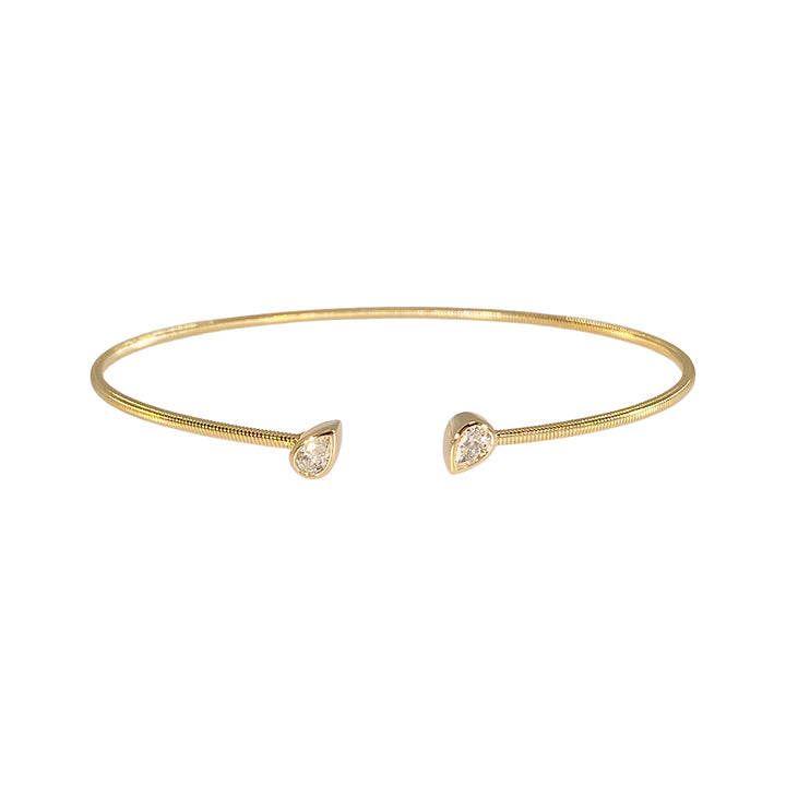 Shy Creation 0.22 ct Diamond Pear Bezel Bangle in 14K Yellow Gold — B22001187ZS