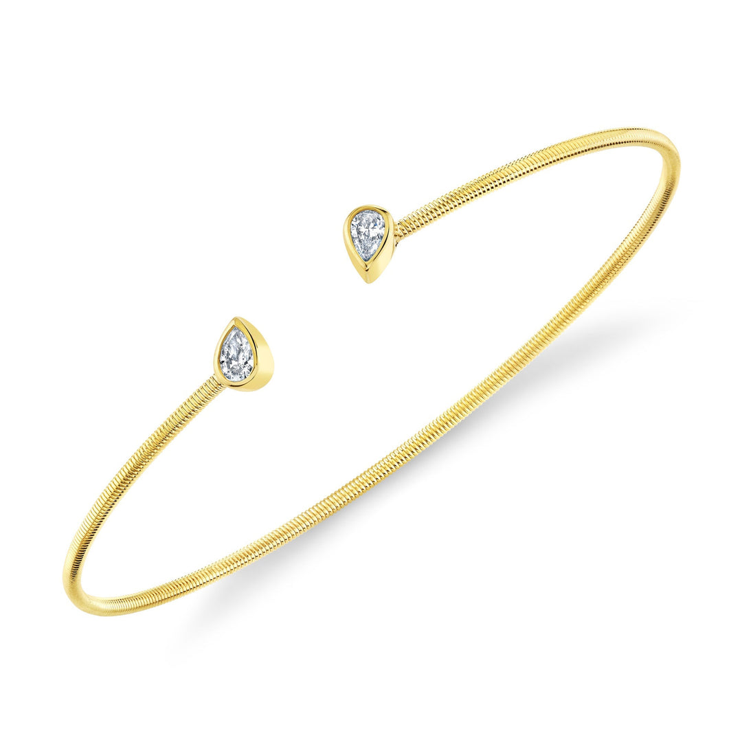 Shy Creation 0.22 ct Diamond Pear Bezel Bangle in 14K Yellow Gold — product view — B22001187ZS