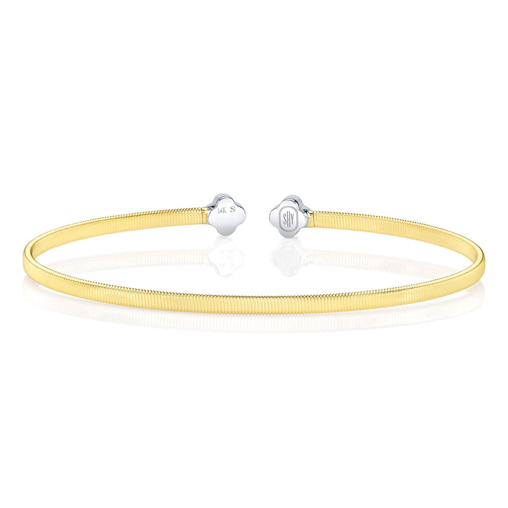 Shy Creation 14K Two-Tone Yellow & White Gold 0.19 TCW Diamond Clover Bangle B22001646ZS