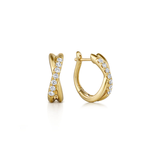 Gabriel & Co. 14K Yellow Gold 15mm Diamond Huggies Earrings