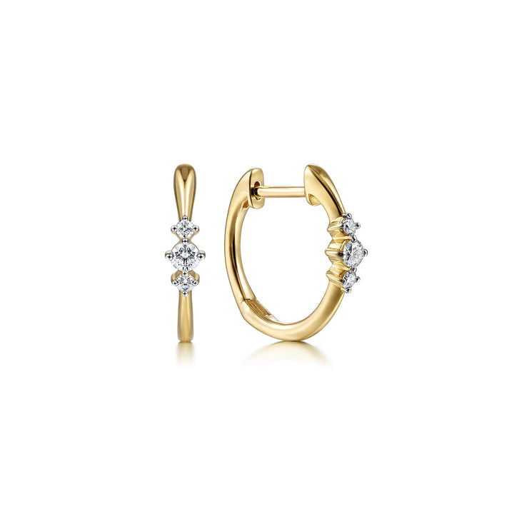Yellow Gold Diamond Huggie Earrings