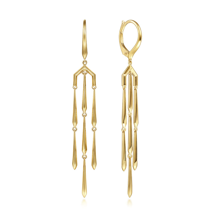 Gabriel & Co. 14K Yellow Gold Linear Gold Chandelier Earrings — front view — EG14199Y4JJJ