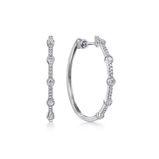 Gabriel & Co. 14K White Gold 30mm Classic Diamond Hoop Earrings EG14253W45JJ