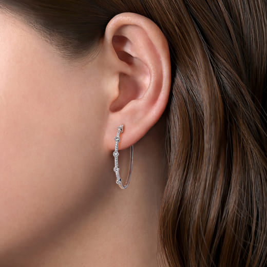 Gabriel & Co. 14K White Gold 30mm Classic Diamond Hoop Earrings EG14253W45JJ