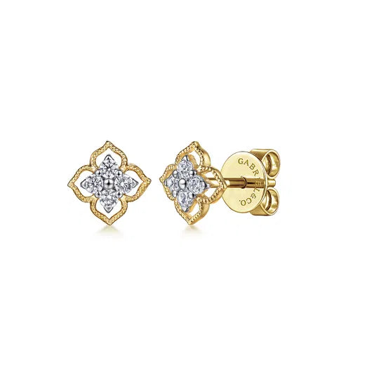 Gabriel & Co. 14K Yellow Gold Floral Diamond Stud Earrings EG14414Y45JJ