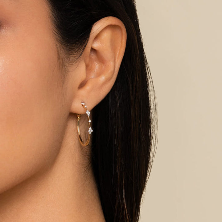 Gabriel & Co. 14K Yellow Gold 30mm Diamond Classic Hoop Earrings — shown on a model; other jewellery sold separately — EG15004Y45JJ