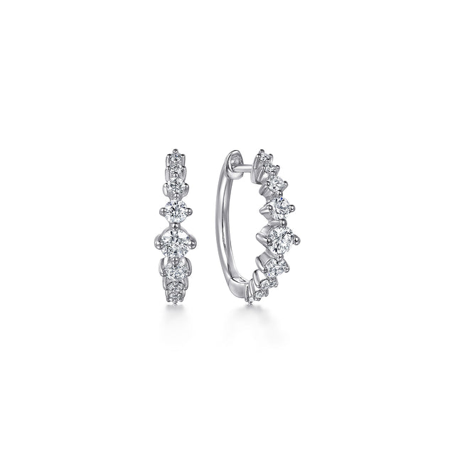 Gabriel & Co. 14K White Gold Graduating Diamond Huggie Earrings