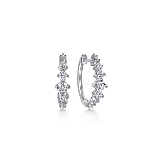 Gabriel & Co. 14K White Gold Graduating Diamond Huggie Earrings EG15131W45JJ