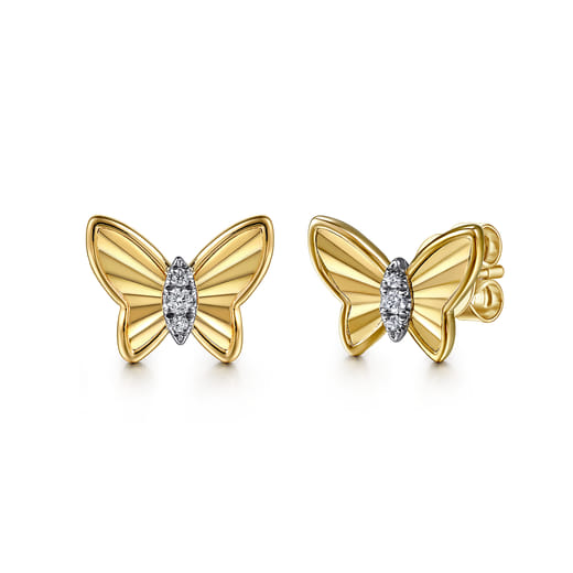 Gabriel & Co. 14K Yellow Gold Diamond Butterfly Stud Earrings EG15168Y45JJ