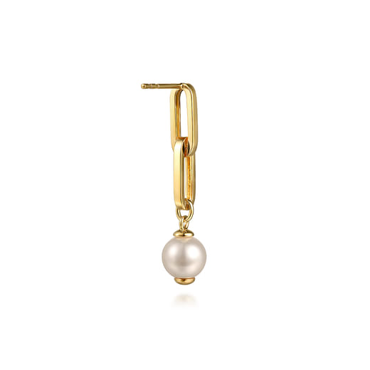 Gabriel & Co. 14K Yellow Gold Pearl Stud Drop Link Earrings EG15190Y4JPL