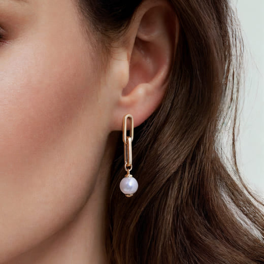 Gabriel & Co. 14K Yellow Gold Pearl Stud Drop Link Earrings EG15190Y4JPL