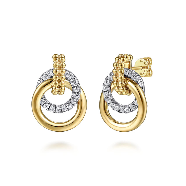 Gabriel & Co. 14K White and Yellow Gold Bujukan Diamond Stud Earrings