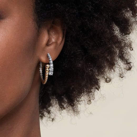 Gabriel & Co. 14K White Yellow Gold Bujukan and Graduating Diamond Bypass Hoop Earrings EG15315M45JJ